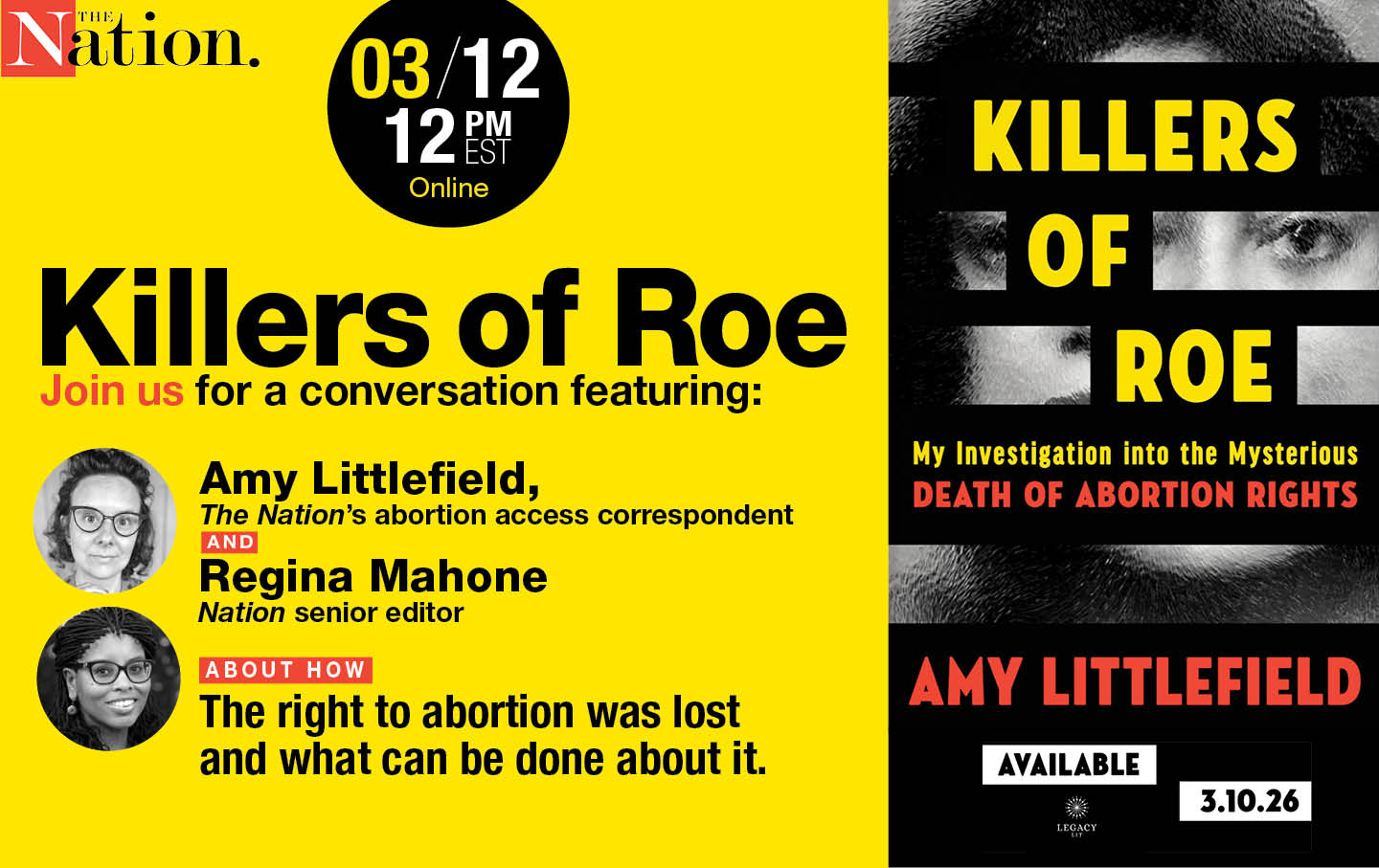 Killers of Roe: A Virtual Conversation with Amy Littlefield and Regina Mahone